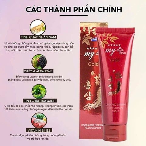 Sữa rửa mặt Hồng Sâm My Golden Korea 130g – làm sạch, dưỡng ẩm