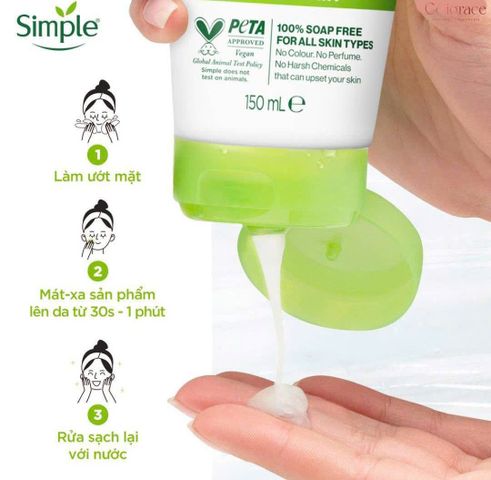 Sữa Rửa Mặt Simple Kind To Skin Dưỡng Ẩm 150ml - Dịu Nhẹ Cho Da, Sạch Sâu, Chăm Sóc Da Nhạy Cảm
