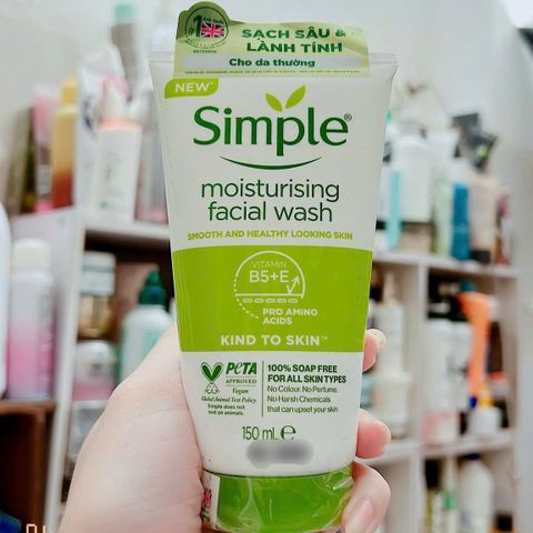Sữa Rửa Mặt Simple Kind To Skin Dưỡng Ẩm 150ml - Dịu Nhẹ Cho Da, Sạch Sâu, Chăm Sóc Da Nhạy Cảm