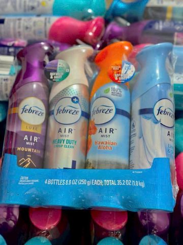 Xịt Phòng Febreze 250g (Lốc 4 Chai) - Khử Mùi Nhanh, Làm Thơm Phòng Hiệu Quả, Chăm Sóc Nhà Cửa Tối Ưu