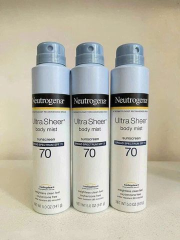 Xịt Chống Nắng Neutrogena Ultra Sheer SPF 70 - Kháng Nước và Chống Oxy Hóa, 141g, Bảo Vệ Da Tối Đa
