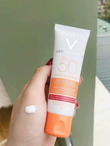 Kem Chống Nắng Vichy Ideal Soleil Anti-Ageing SPF50 50ml - Dưỡng Da Ngừa Lão Hóa, Bảo Vệ Tia UV Tối Ưu