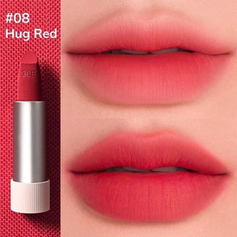 Son 3CE Cashmere Hug Lipstick 08 – Son Mịn Mượt, Nhẹ Môi, Dưỡng Ẩm, Đỏ Hồng Thời Trang, Quà Tặng Làm Đẹp
