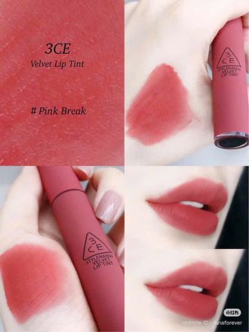 Son Kem Lì 3CE Velvet Lip Tint #Pink Break - Chất Son Mềm Mại, Lâu Trôi, Đem Đến Sắc Môi Tự Nhiên Quyến Rũ