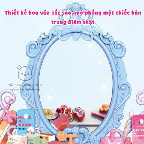 Bàn trang điểm cho bé gái 46 chi tiết, đồ chơi trang điểm có gương, thế giới đồ chơi 1104