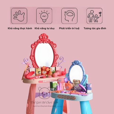 Bàn trang điểm cho bé gái 46 chi tiết, đồ chơi trang điểm có gương, thế giới đồ chơi 1104