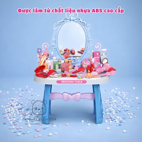Bàn trang điểm cho bé gái 46 chi tiết, đồ chơi trang điểm có gương, thế giới đồ chơi 1104
