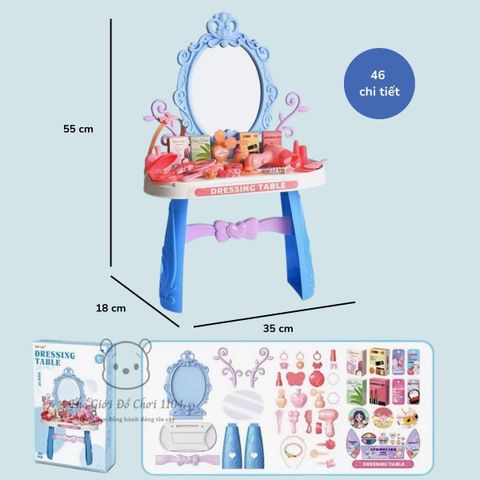 Bàn trang điểm cho bé gái 46 chi tiết, đồ chơi trang điểm có gương, thế giới đồ chơi 1104