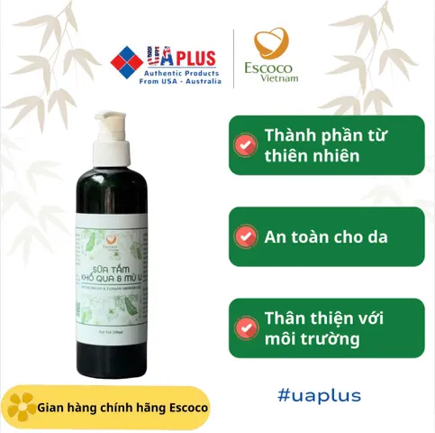 Sữa Tắm Khổ Qua Mù U Escoco 250ml - Dưỡng ẩm, Diệt khuẩn, Thiên nhiên, An toàn cho Trẻ Em và Người Lớn