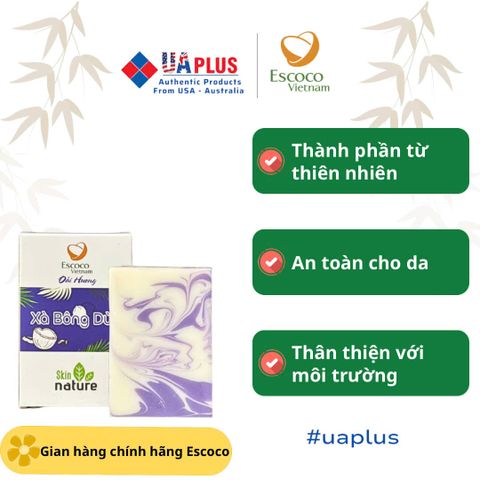Xà Bông Dừa Oải Hương Escoco - Sạch Da, Dưỡng Ẩm Tự Nhiên Chuyên Dụng Cho Da Nhạy Cảm, Xuất Xứ Việt Nam 100g