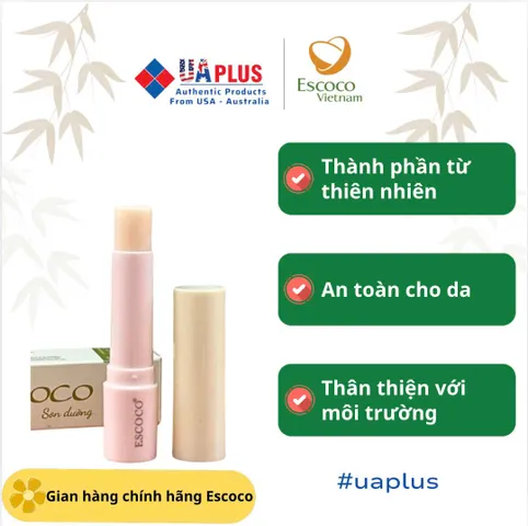 Son Dưỡng Dừa Escoco 3.8g - Dưỡng ẩm tự nhiên cho môi mềm mại và căng mịn, sản phẩm Việt Nam.