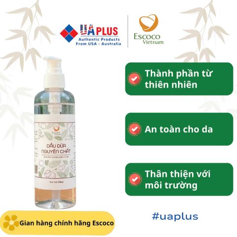 Dầu Dừa Tách Lạnh Ly Tâm Escoco 250ml – Dầu dừa ép lạnh ly tâm Nguyên Chất Tự Nhiên Cho Da, Tóc, Chăm Sóc Sức Khỏe và Nấu Ăn