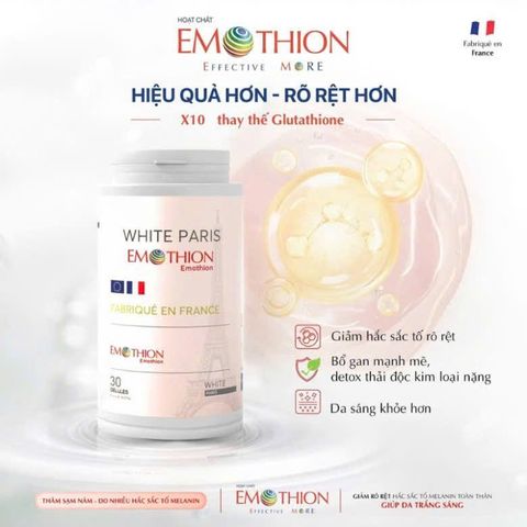 Viên Uống Trắng Da Emothion 30 Viên - Bổ Sung Glutathione Chống Oxy Hóa, Làm Sáng Da và Chống Nắng, Hàng Nhập Khẩu Pháp