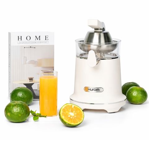 Máy vắt cam tự động Hurom CJ-B03FWH nội địa Hàn, máy ép cam điện cao cấp công suất 170W màu kem