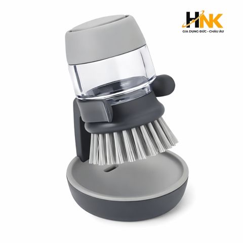 Bàn chải rửa xoong nồi Joseph Joseph Palm Scrub 85005, bơm nước rửa, kèm giá đỡ màu xám