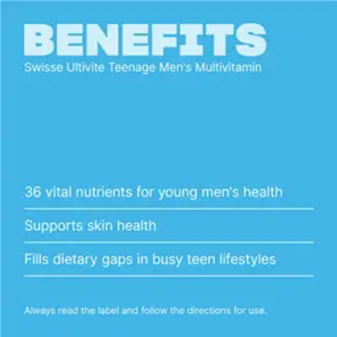 Vitamin Tổng Hợp Cho Nam Giới Swisse Teenage Ultivite - 60 Viên Hỗ Trợ Năng Lượng và Dinh Dưỡng Hàng Ngày 625128