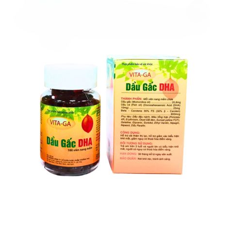 Viên Uống Dầu Gấc DHA VITA-GA Hỗ Trợ Giảm Các Biểu Hiện Khô Mắt - Hộp 100 Viên Nang Mềm