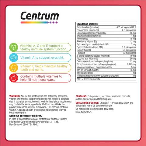 Viên Nhai Centrum Kids Đa Vitamin Hương Dâu - Bổ Sung Khoáng Chất Cho Trẻ Em, Tăng Cường Sức Khỏe Và Phát Triển Trí Não, 60 Viên 626039