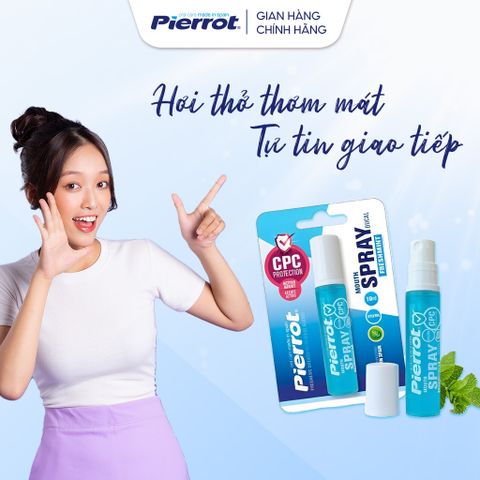Xịt Thơm Miệng Kissing Spray PIERROT 10ML Giảm Mùi Hôi Miệng, Hơi Thở Thơm Mát Tức Thì, Ngăn Ngừa Vi Khuẩn