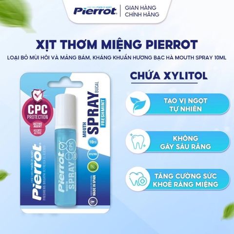 Xịt Thơm Miệng Kissing Spray PIERROT 10ML Giảm Mùi Hôi Miệng, Hơi Thở Thơm Mát Tức Thì, Ngăn Ngừa Vi Khuẩn