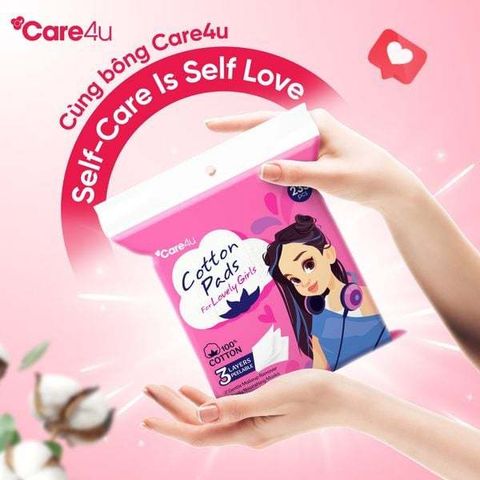 Bông tẩy trang, bông đắp toner Care4u 3 lớp cotton mềm mịn thấm hút tốt 233 miếng/ 1 gói (3x 233 miếng)