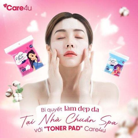 Bông tẩy trang, bông đắp toner Care4u 3 lớp cotton mềm mịn thấm hút tốt 233 miếng/ 1 gói (3x 233 miếng)