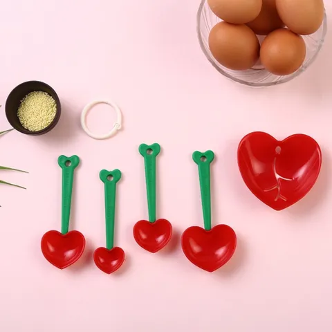 Set thìa đong làm bánh, set thìa chia đồ ăn dặm cho bé hình trái tim