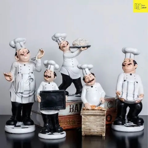 (Có video) Tượng đầu bếp trang trí bếp, decor bếp, yêu bếp nghiện nhà