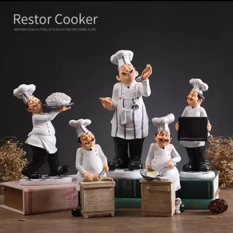 (Có video) Tượng đầu bếp trang trí bếp, decor bếp, yêu bếp nghiện nhà