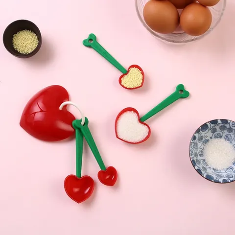 Set thìa đong làm bánh, set thìa chia đồ ăn dặm cho bé hình trái tim
