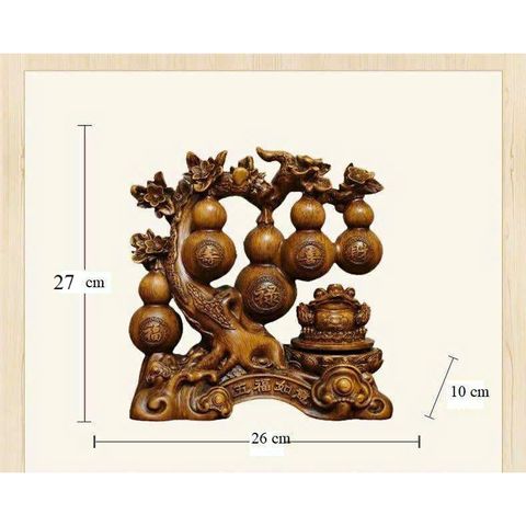 Tượng Hồ Lô Ngũ Phúc kèm Thiềm Thừ Phong Thủy Trang Trí Decor Phòng Khách