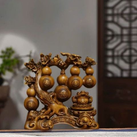 Tượng Hồ Lô Ngũ Phúc kèm Thiềm Thừ Phong Thủy Trang Trí Decor Phòng Khách