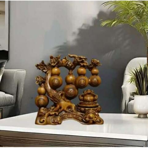 Tượng Hồ Lô Ngũ Phúc kèm Thiềm Thừ Phong Thủy Trang Trí Decor Phòng Khách