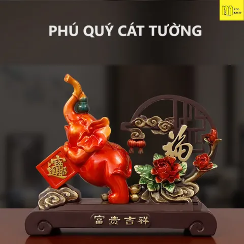 Tượng VOI PHÚ QUÝ CÁT TƯỜNG, tượng trang trí decor nhà cửa cao cấp