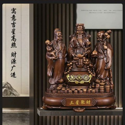 (Size 39 cm) Tượng tam đa Phúc Lộc Thọ, Tam Tinh trang trí nhà cửa, decor phòng khách, quà tặng tân gia