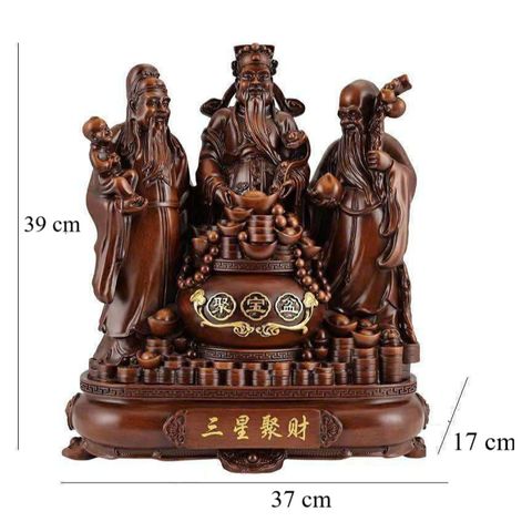 (Size 39 cm) Tượng tam đa Phúc Lộc Thọ, Tam Tinh trang trí nhà cửa, decor phòng khách, quà tặng tân gia