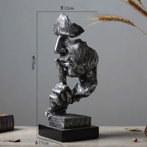 Tượng trang trí Im lặng là vàng, tượng không nói decor trang trí nhà cửa