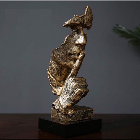Tượng trang trí Im lặng là vàng, tượng không nói decor trang trí nhà cửa