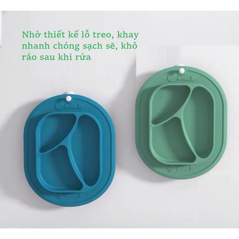 (XẢ HÀNG) Khay ăn dặm silicone cho bé, khay ăn dặm chỉ huy chia ngăn