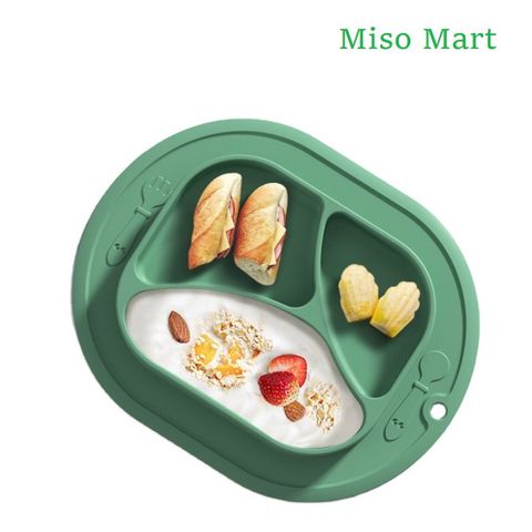 (XẢ HÀNG) Khay ăn dặm silicone cho bé, khay ăn dặm chỉ huy chia ngăn