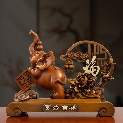 Tương voi Phú quý cát tường, Tượng Voi chữ phúc trang trí decor nhà cửa, quà tặng cao cấp