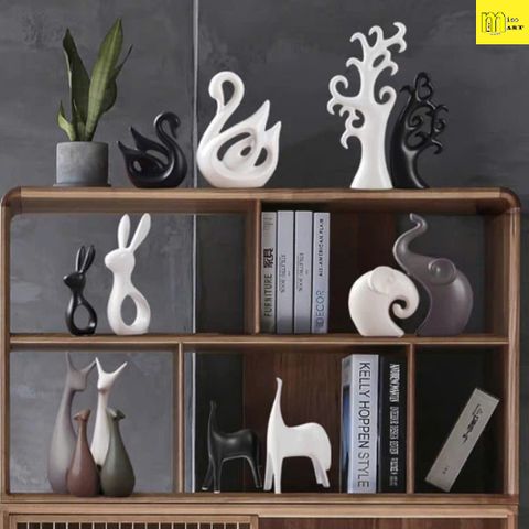 Tượng gốm sứ trang trí phòng khách, nhà cửa, tủ kệ, giá sách