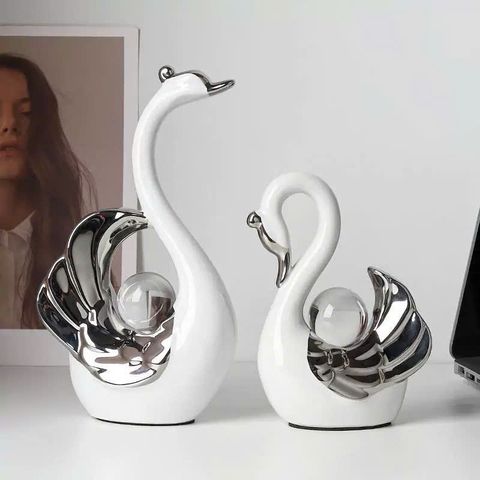 Đôi thiên nga gốm sứ trang trí nhà cửa, decor tủ kệ, quà tặng tân gia, quà tặng đám cưới