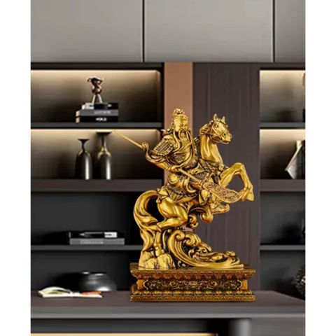Tượng phong thủy quan công cưỡi ngựa, trang trí, decor nhà cửa, quà tặng cao cấp