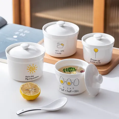 [SIZE LỚN] Cốc chưng yến, hũ chưng yến, cốc sứ, bát sứ có nắp đậy