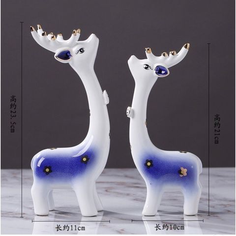 Đôi hươu sứ trang trí nhà cửa, tủ kệ, giá sách, quà lưu niệm cho bạn bè, người thân, quà tặng giáng sinh, quà noel