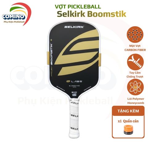 Vợt Pickleball Selkirk Boomstik Regal Limited 16mm (Đen -Vàng kim)