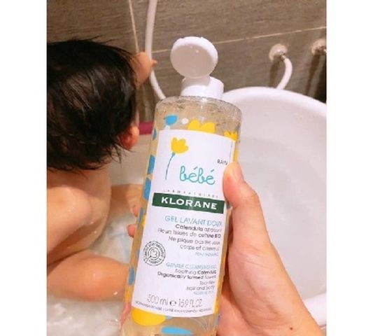 Gel Tắm Gội 2in1 Cho Bé Klorane Bébé 500ml – Hoa Cúc Calendula – Làm Sạch Dịu Nhẹ Da & Tóc – Không Paraben