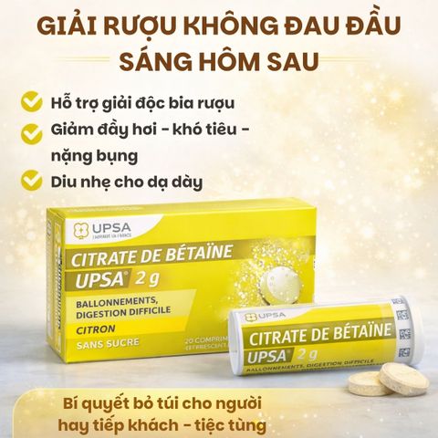 Viên sủi Upsa Citrate De Betaine 2g giảm đầy hơi, chướng bụng, khó tiêu 626941