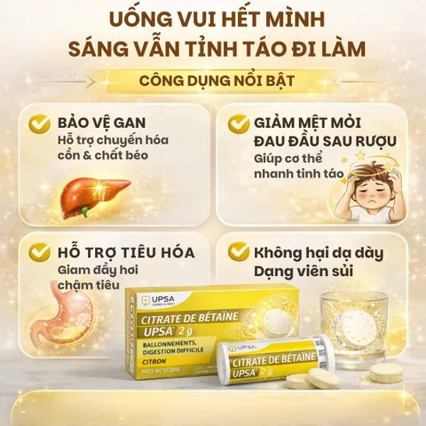 Viên sủi Upsa Citrate De Betaine 2g giảm đầy hơi, chướng bụng, khó tiêu 626941